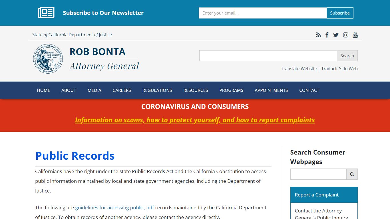 Public Records - State of California - Department of Justice